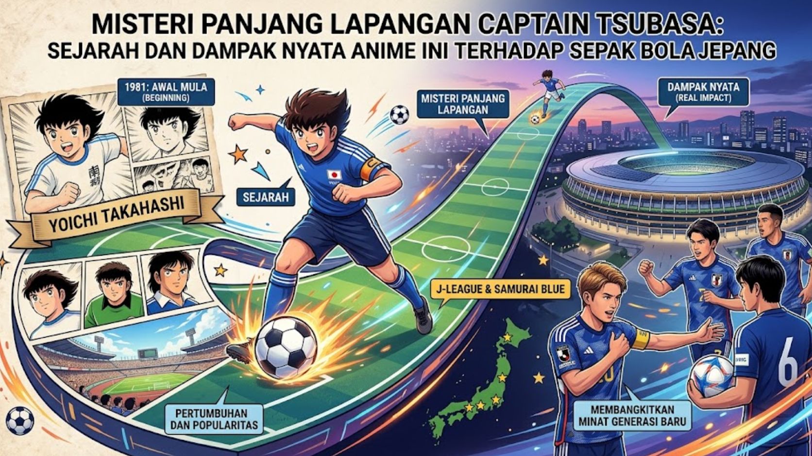 Misteri Panjang Lapangan Captain Tsubasa: Sejarah dan Dampak Nyata Anime Ini terhadap Sepak Bola Jepang
